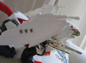 Slightly blurry view of the stickers on my Cougar's wings